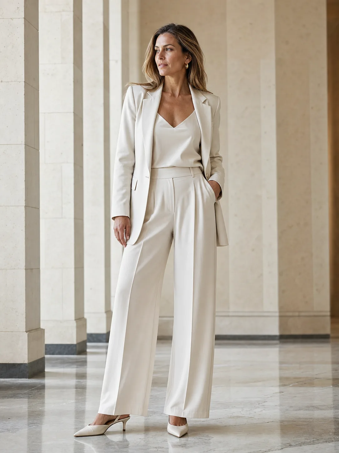 Cream pantsuit